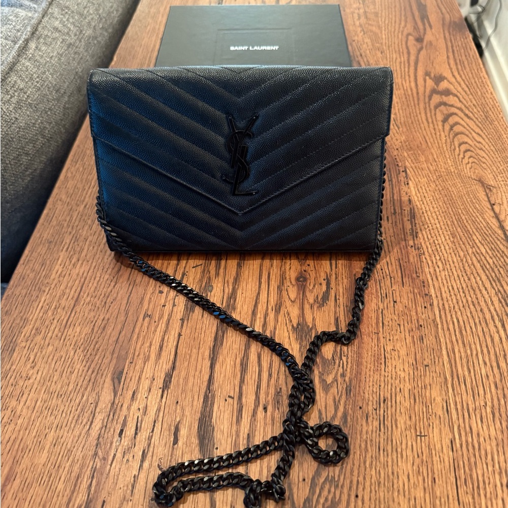 Saint Laurent Large Black Envelope Chain Purse